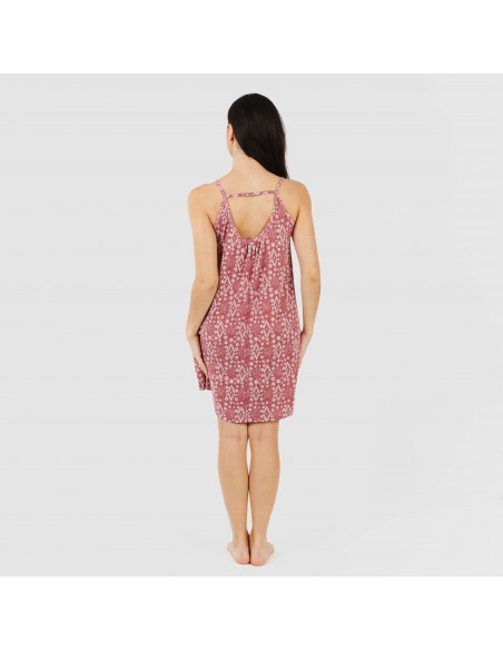 Vestido corto tirantes crepe Piluca malva rosa vestidos-y-blusones-mujer