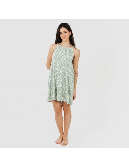 Vestido corto tirantes crepe Columbus verde tiffany vestidos-y-blusones-mujer