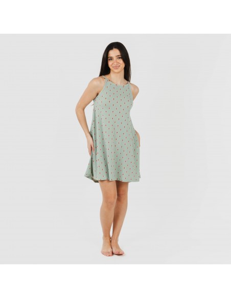 Vestido corto tirantes crepe Alessia verde vestidos-y-blusones-mujer