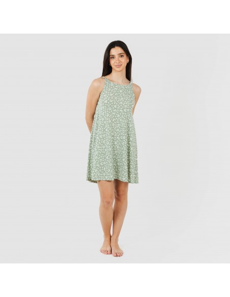 Vestido corto tirantes crepe Oniris verde caceria vestidos-y-blusones-mujer