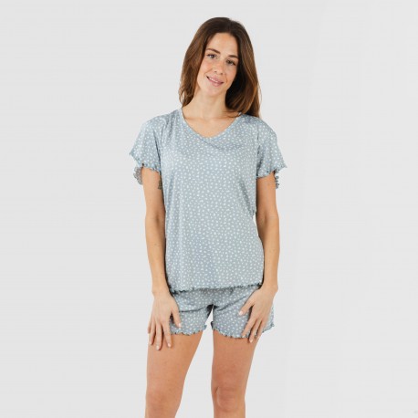 Pijama manga corta mujer soft Anita indigo pijamas-cortos-mujer