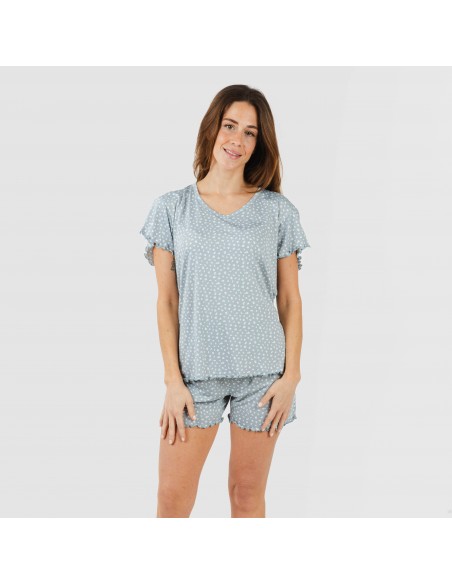 Pijama manga corta mujer soft Anita indigo pijamas-cortos-mujer