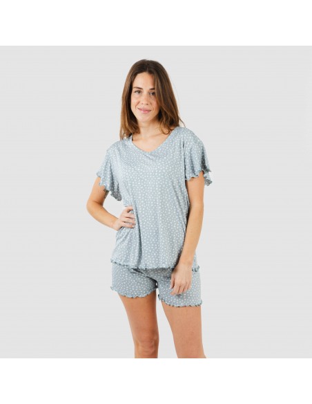 Pijama manga corta mujer soft Anita indigo pijamas-cortos-mujer