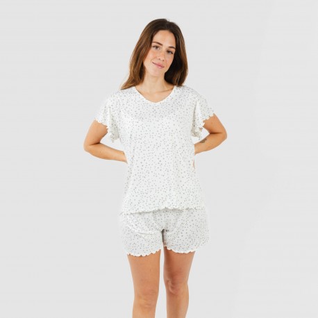 Pijama manga corta mujer soft Universo perla pijamas-cortos-mujer