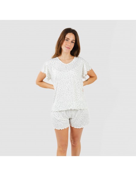 Pijama manga corta mujer soft Universo perla pijamas-cortos-mujer