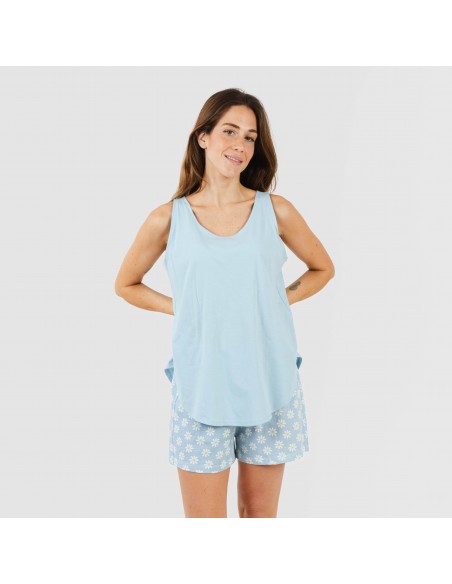 Pijama corto algodón Susan celeste pijamas-cortos-mujer