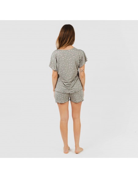 Pijama manga corta mujer soft Jana verde caceria pijamas-cortos-mujer