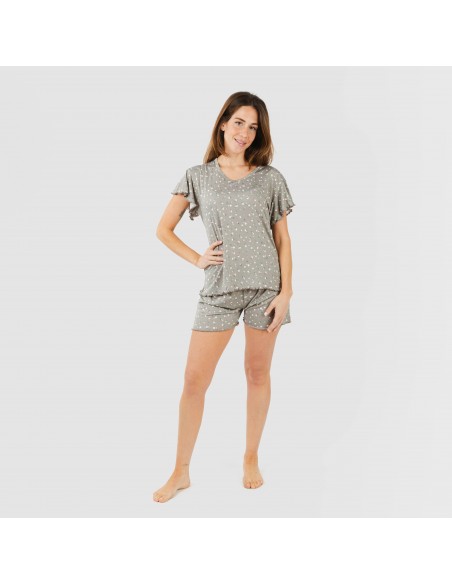 Pijama manga corta mujer soft Jana verde caceria pijamas-cortos-mujer