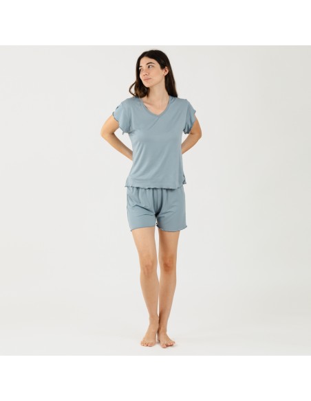 Pijama manga corta mujer soft liso pijama-corto-sedoso