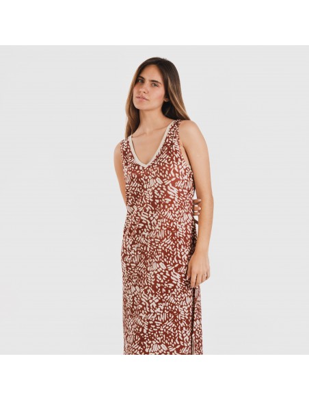 Vestido midi tirantes soft Miquela marrón vestidos-y-blusones-mujer