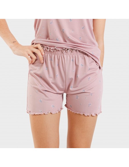 Pijama manga corta mujer soft Melanie malva pijamas-cortos-mujer