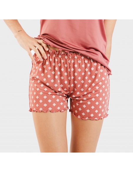 Pijama manga corta mujer soft Missy marsala pijamas-cortos-mujer