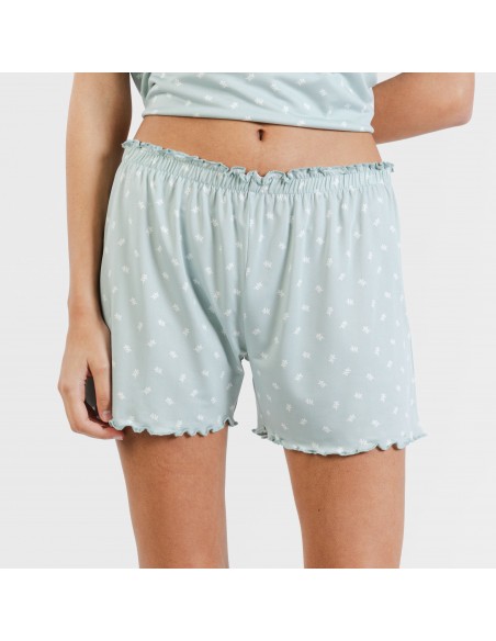 Pijama manga corta mujer soft Natalie verde tiffany pijamas-cortos-mujer