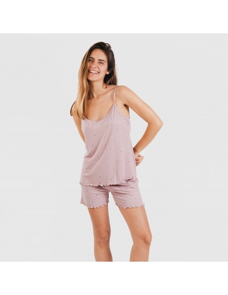 Pijama tirantes mujer soft Melanie malva pijamas-cortos-mujer