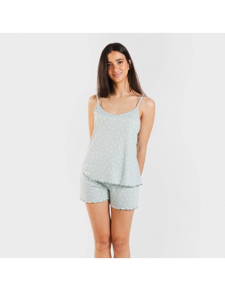 Pijama tirantes mujer soft Natalie verde tiffany pijamas-cortos-mujer