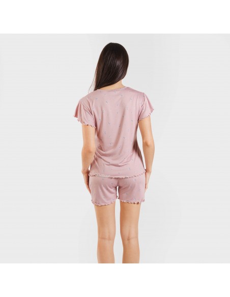 Pijama manga corta mujer soft Melanie malva pijamas-cortos-mujer