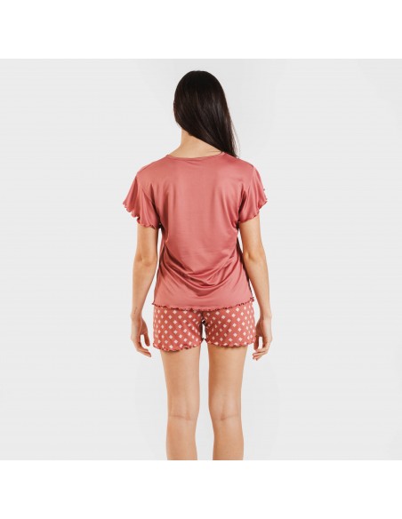 Pijama manga corta mujer soft Missy marsala pijamas-cortos-mujer