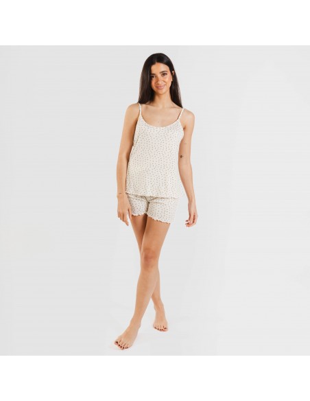 Pijama tirantes mujer soft Iris natural pijamas-cortos-mujer