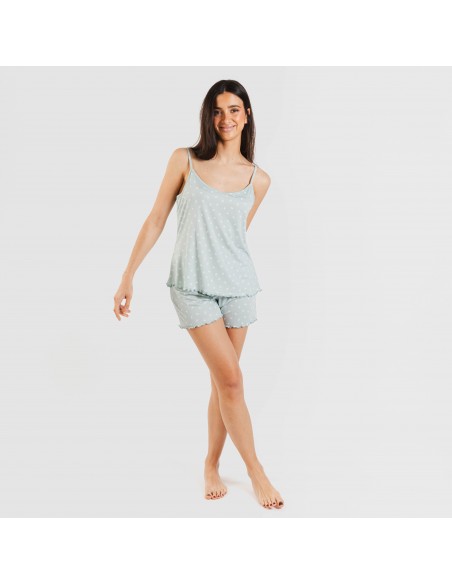 Pijama tirantes mujer soft Natalie verde tiffany pijamas-cortos-mujer