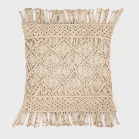 Cojin cuadrante algodón macramé Valiartis natural 45x45 - funda + relleno cojines-decorativos-estampados