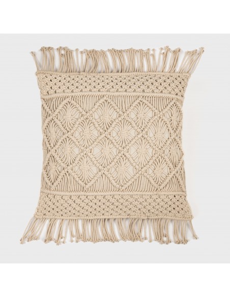 Cojin cuadrante algodón macramé Valiartis natural 45x45 - funda + relleno cojines-decorativos-estampados