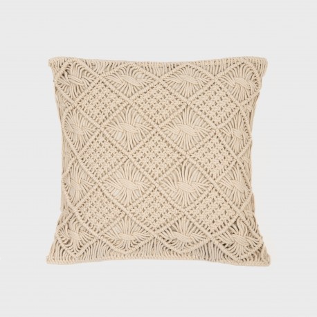 Cojin cuadrante algodón macramé Nador natural 45x45 - funda + relleno cojines-decorativos-estampados