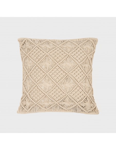 Cojin cuadrante algodón macramé Nador natural 45x45 - funda + relleno cojines-decorativos-estampados