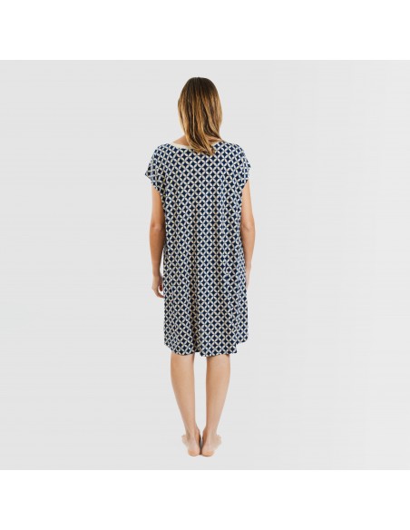 Vestido corto manga fluida crepe Ohio azul marino vestidos-y-blusones-mujer