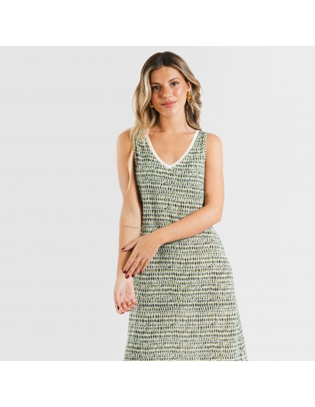 Vestido midi tirantes soft Murphy verde cacería vestidos-y-blusones-mujer