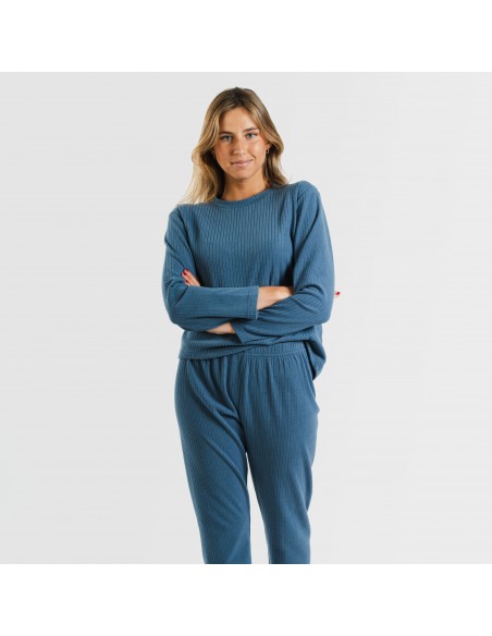 Pijama canalé Raya ancha lisa pijamas-largos-de-mujer