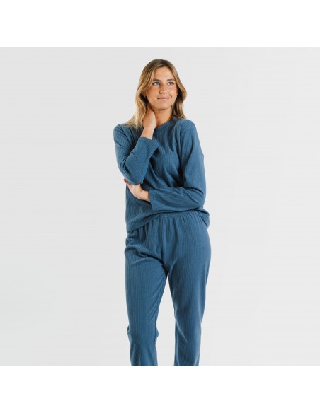 Pijama canalé Raya ancha lisa pijamas-largos-de-mujer