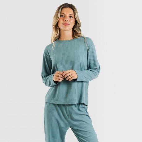 Pijama canalé Raya ancha lisa pijamas-largos-de-mujer