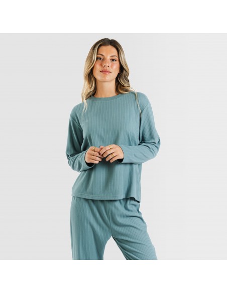 Pijama canalé Raya ancha lisa pijamas-largos-de-mujer