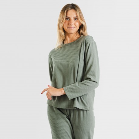 Pijama canalé Raya ancha lisa pijamas-largos-de-mujer