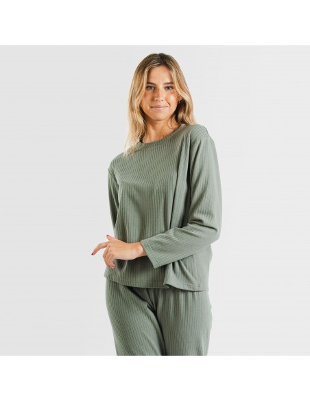 Pijama canalé Raya ancha lisa pijamas-largos-de-mujer