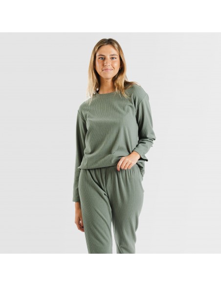 Pijama canalé Raya ancha lisa pijamas-largos-de-mujer