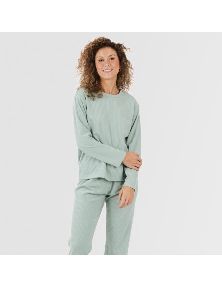 Pijama canalé Raya ancha lisa pijamas-largos-de-mujer