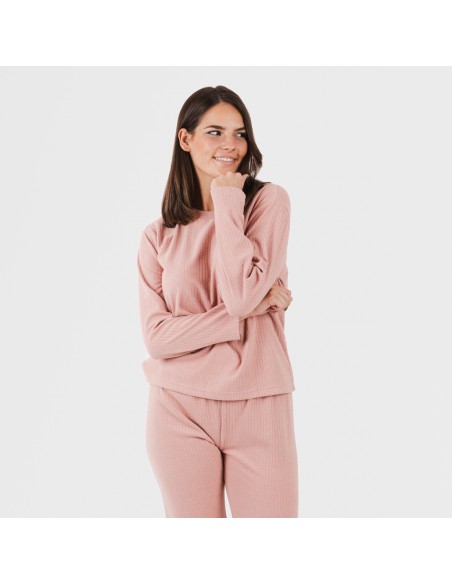 Pijama canalé Raya ancha lisa pijamas-largos-de-mujer