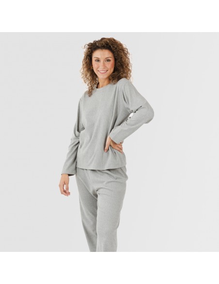 Pijama canalé Raya ancha lisa pijamas-largos-de-mujer