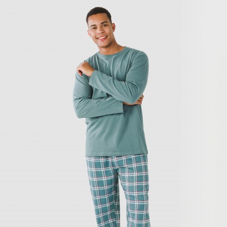 Pijama largo algodón hombre Jamis verde blue pijamas-largos-hombre