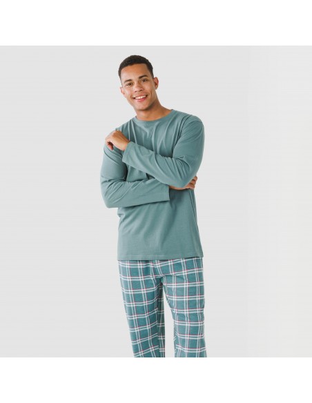 Pijama largo algodón hombre Jamis verde blue pijamas-largos-hombre