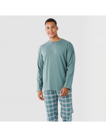 Pijama largo algodón hombre Jamis verde blue pijamas-largos-hombre