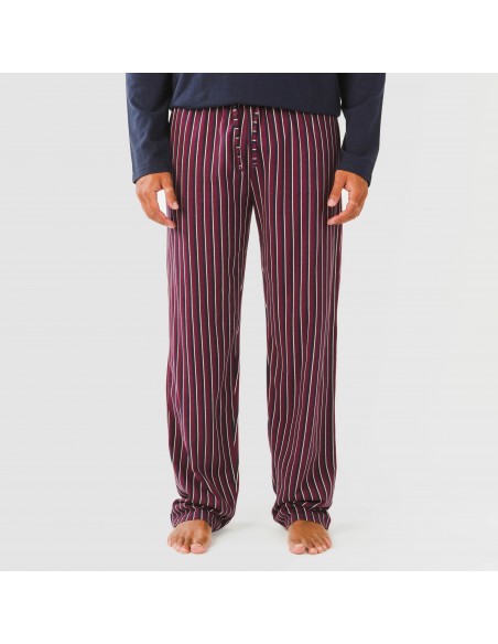 Pijama largo algodón hombre Raya San Francisco azul pijamas-largos-hombre