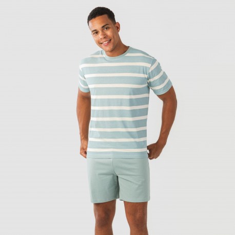 Pijama corto algodón hombre Raya Arellano verde agua pijamas-cortos-hombre