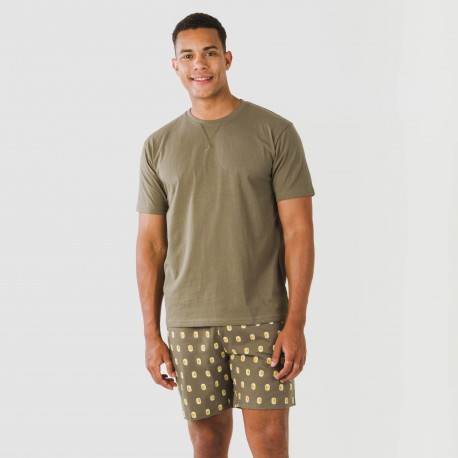 Pijama corto algodón hombre Taleb verde pijamas-cortos-hombre