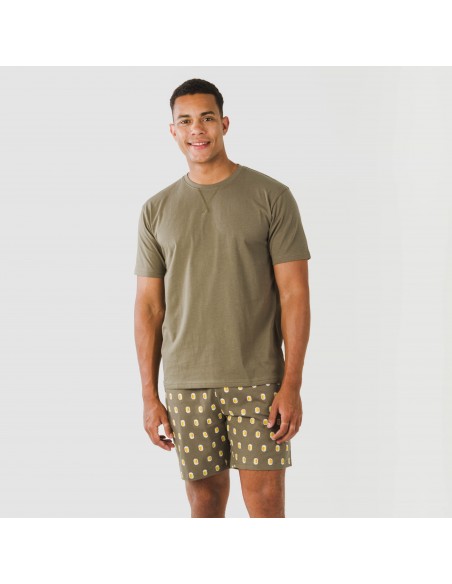 Pijama corto algodón hombre Taleb verde pijamas-cortos-hombre