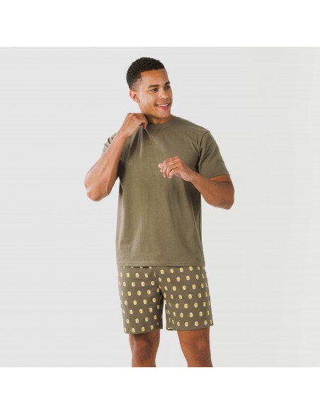 Pijama corto algodón hombre Taleb verde pijamas-cortos-hombre