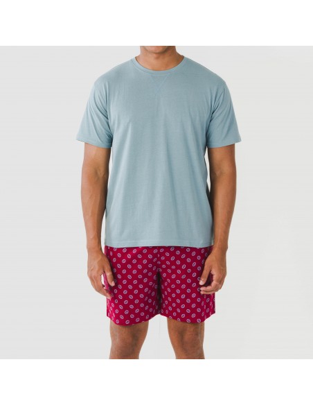 Pijama corto algodón hombre Benetto azul pijamas-cortos-hombre