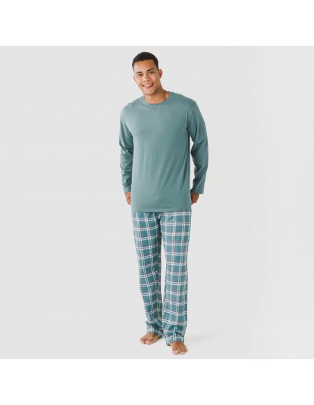 Pijama largo algodón hombre Jamis verde blue pijamas-largos-hombre