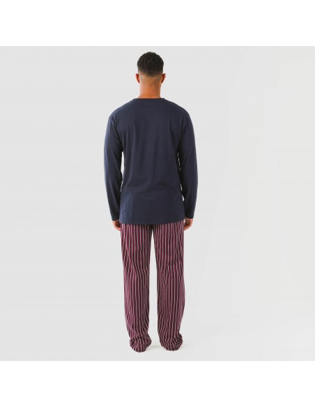 Pijama largo algodón hombre Raya San Francisco azul pijamas-largos-hombre